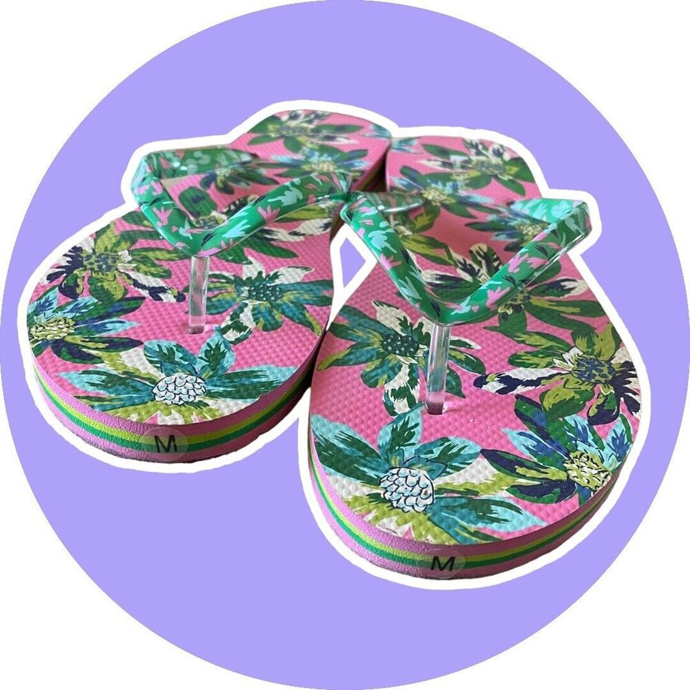 Vera Bradley Tropical Floral Flip Flop Sandal Flat Shoe Pink Size M 7 8 NWOT - Picture 5 of 5
